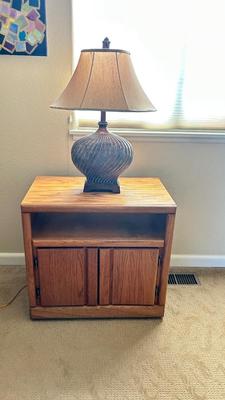 LAMP AND SIDE TABLE WITH CABINET