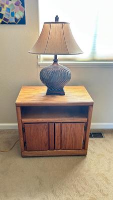 LAMP AND SIDE TABLE WITH CABINET