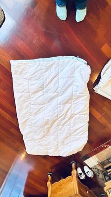 LARGE PRETTY HEAVY QUILTED BLANKET AND QUEEN SIZE SEALY MATTRESS PAD