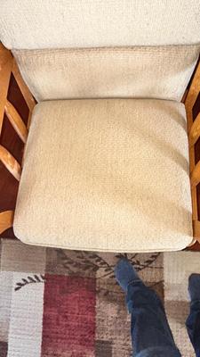 GLIDER WITH OTTOMAN, KNITTED THROW AND RUG