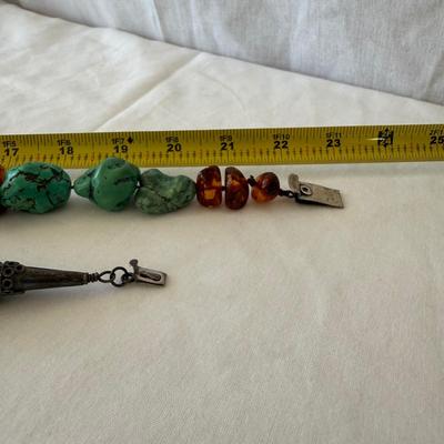 Turquoise Jewelry with Amber & Pearls (K-HS)
