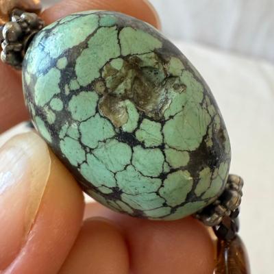 Turquoise Jewelry with Amber & Pearls (K-HS)