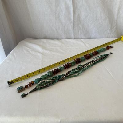 Turquoise Jewelry with Amber & Pearls (K-HS)