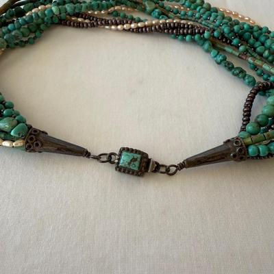 Turquoise Jewelry with Amber & Pearls (K-HS)