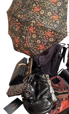 Purse Lot - Judith Leiber style, French Petite Pointe, Painted Wicker, & more w/ Umbrella
