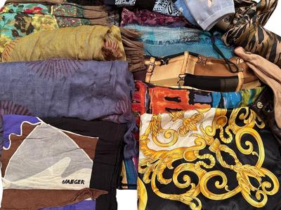 Scarf Lot w/ hat, gloves, NIB socks Hand rolled silk edges and other assorted scarves