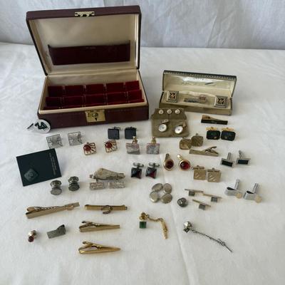 Unique Cuff Link & Tie Clip Collection with Jewelry Box (K-HS)