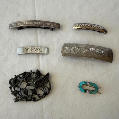 Vintage Barrettes & Brooch, incl. 925 (K-HS)