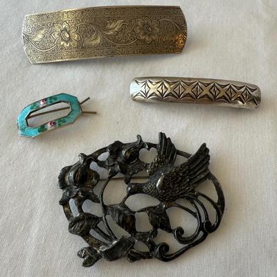 Vintage Barrettes & Brooch, incl. 925 (K-HS)
