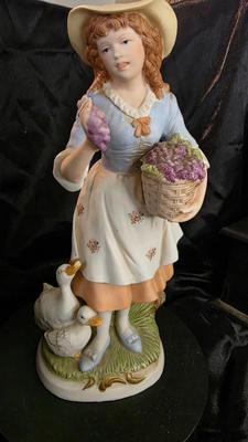 Vintage HOMCO #8805 Girl with Ducks Porcelain Figurine – Hand-Painted Pastoral Cottagecore Collectible