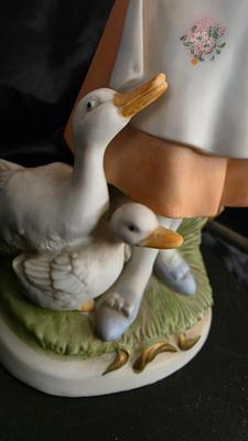 Vintage HOMCO #8805 Girl with Ducks Porcelain Figurine – Hand-Painted Pastoral Cottagecore Collectible