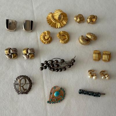 Elegant Brooches and Clip Earrings, incl. 925 (K-HS)
