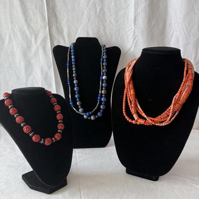 Beaded Necklaces with Coral, Lapis, Amber, & More (K-HS)