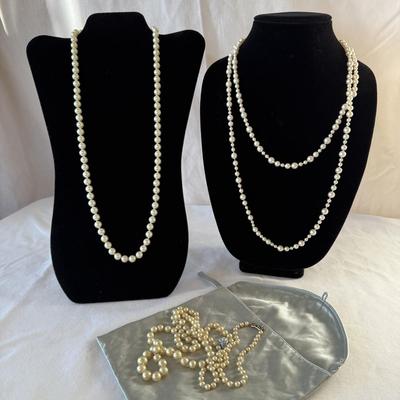 Five Pearl Necklaces with 10K Clasp (K-HS)
