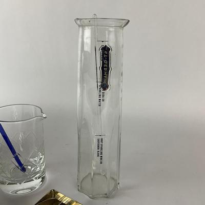 Sale Photo Thumbnail #1398: Crystal Mixer, Houdini Lever Set, Glass Saint Germain Cocktail (12" high)
Coaster: 5.25" diameter