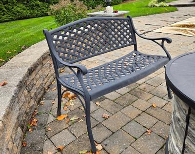 LOT 284: Propane Firepit and Two Metal Benches