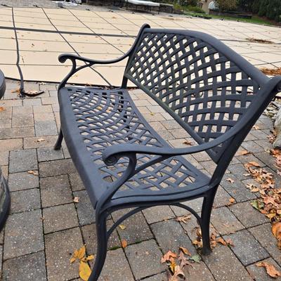 LOT 284: Propane Firepit and Two Metal Benches