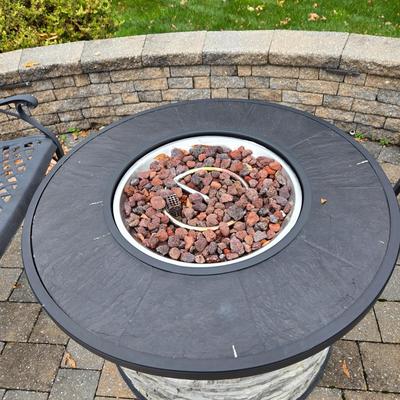 LOT 284: Propane Firepit and Two Metal Benches