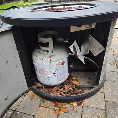 LOT 284: Propane Firepit and Two Metal Benches