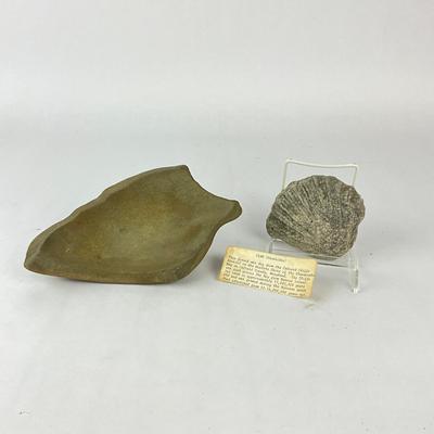 Sale Photo Thumbnail #1467: Clam: 4" long x 4.5" wide
Bowl piece: 9.5" long