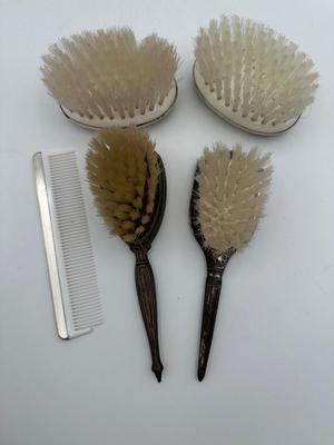Sterling Silver Vanity Brush and Comb Set