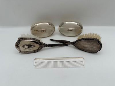 Sterling Silver Vanity Brush and Comb Set