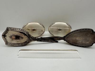 Sterling Silver Vanity Brush and Comb Set