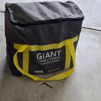 LOT 291G: Giant Tumble Tower Stacking Game, Igloo Cooler with Wheels and Handle, and Small Soft Cooler