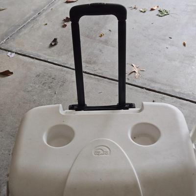 LOT 291G: Giant Tumble Tower Stacking Game, Igloo Cooler with Wheels and Handle, and Small Soft Cooler
