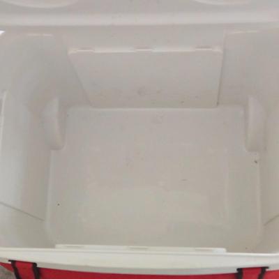 LOT 291G: Giant Tumble Tower Stacking Game, Igloo Cooler with Wheels and Handle, and Small Soft Cooler