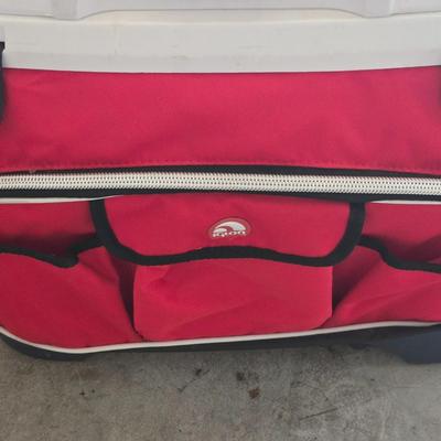 LOT 291G: Giant Tumble Tower Stacking Game, Igloo Cooler with Wheels and Handle, and Small Soft Cooler