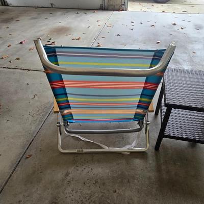 LOT 292G: Two Beach Chairs and Small Low Table