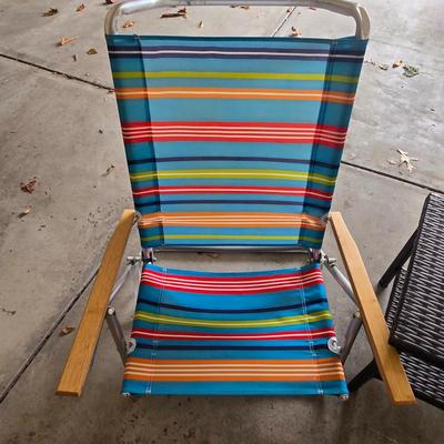 LOT 292G: Two Beach Chairs and Small Low Table