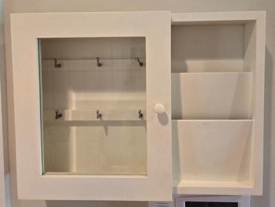 LOT 296K: Hallway Table, Mirror, Coat Rack, and Key and Mail Holder