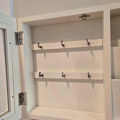 LOT 296K: Hallway Table, Mirror, Coat Rack, and Key and Mail Holder