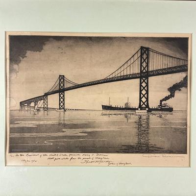 Sale Photo Thumbnail #1538: No. 1 Of 300
"To The President Of The United States Henry S. Truman With Good Wishes From The People Of Maryland" Signed By Theodore McKeldin (1952)
Measures: 21.25" wide x 17" high