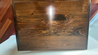 NICE END TABLE WITH CABINET PLUS A LIVE PEACE LILY