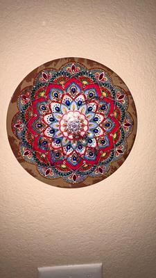 B. SCHWARTZ ABSTRACT PAINTING AND TIN ART WALL HANGING