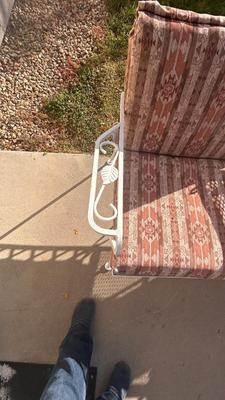 RETRO WROUGHT IRON PATIO SEAT FOR 2 WITH A SHARED TABLE
