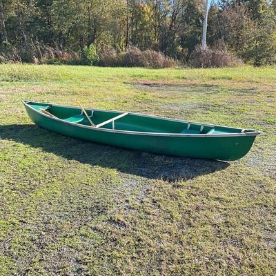 Sale Photo Thumbnail #1760: Comes with two wooden feather brand
One oar is broken, refer to photos
Measures: 15'7" long x 37" wide (widest part)