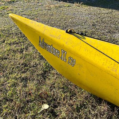 Sale Photo Thumbnail #1767: Storage areas have dry rotted tops, kayak has feet pedals for steering but ropes are ripped
Measures: 13'9" long x 27" wide