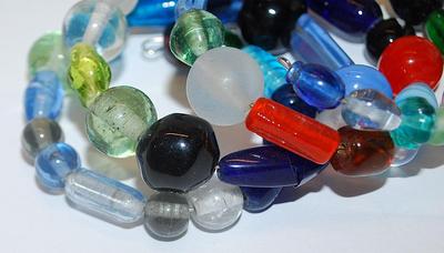 Mixed Colors WRAP-AROUND BRACELET (2"+ Opening) with 3 Strands Assorted Bead Shapes