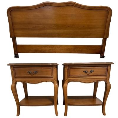 Dixie French Provincial Full Headboard with Pair of Matching Nightstands