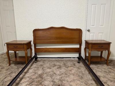 Dixie French Provincial Full Headboard with Pair of Matching Nightstands