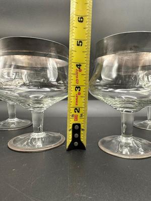 Silver Rim Shrimp Cocktail Glasses - Set of 4