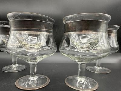 Silver Rim Shrimp Cocktail Glasses - Set of 4