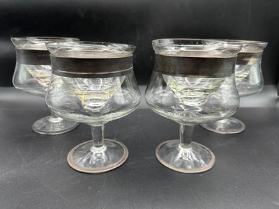 Silver Rim Shrimp Cocktail Glasses - Set of 4
