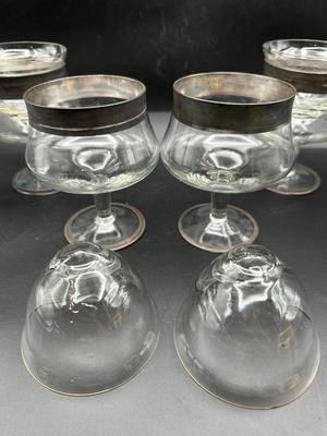 Silver Rim Shrimp Cocktail Glasses - Set of 4