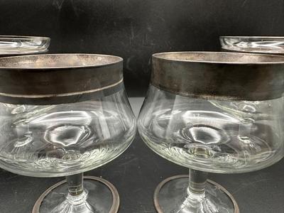 Silver Rim Shrimp Cocktail Glasses - Set of 4