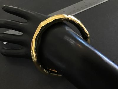 Alexis Bittar Wide Molten Bangle Bracelet Signed Designer 14 K Gold Plated